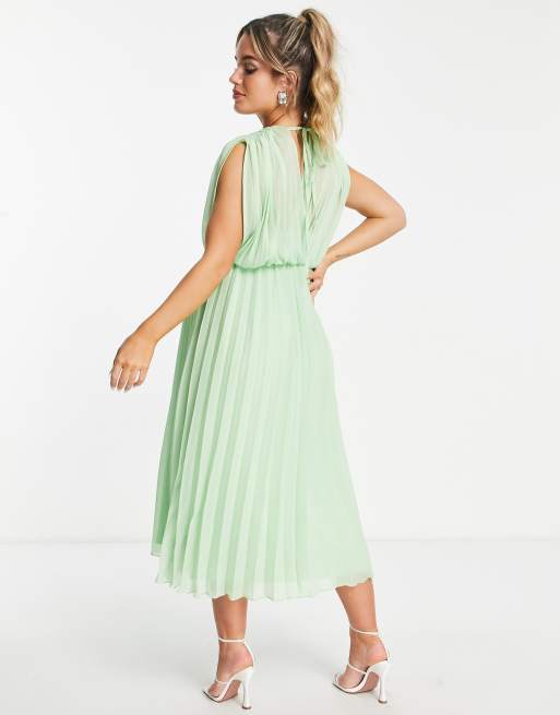 Topshop Maternity plisse wrap dress in green