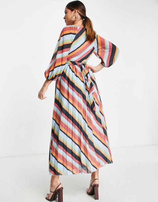 asos pleated maternity dress ASOS DESIGN Maternity pleated high neck midi dress in cornflower blue