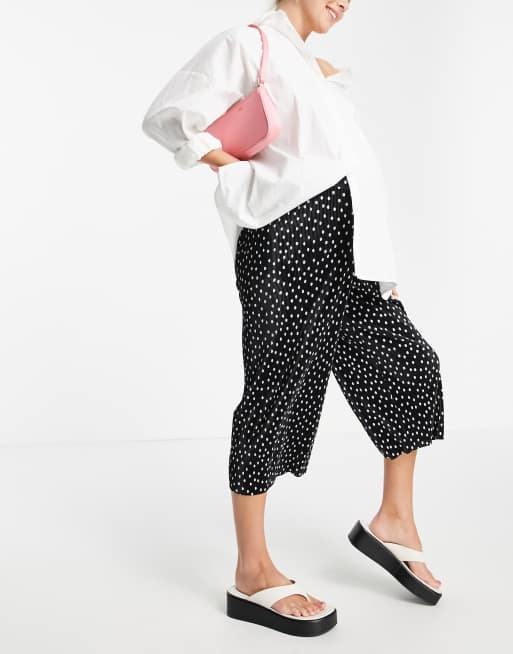 ASOS DESIGN Maternity - Plissé culotte in zwart met witte stippen, 4 van 4
