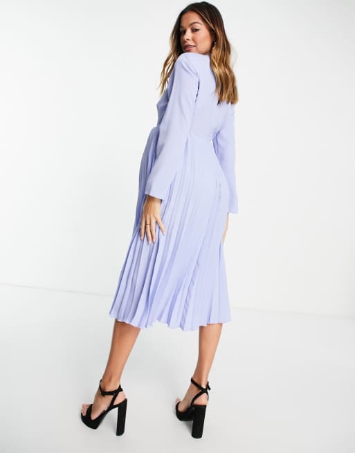 ASOS DESIGN Maternity – Plissiertes, hochgeschlossenes Midikleid in Kornblumenblau, 2 von 4