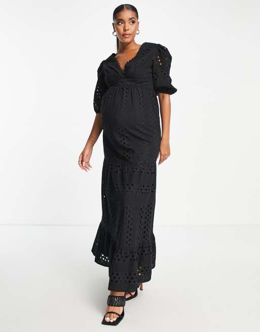 ASOS Design Maternity oversized T-shirt dress in black