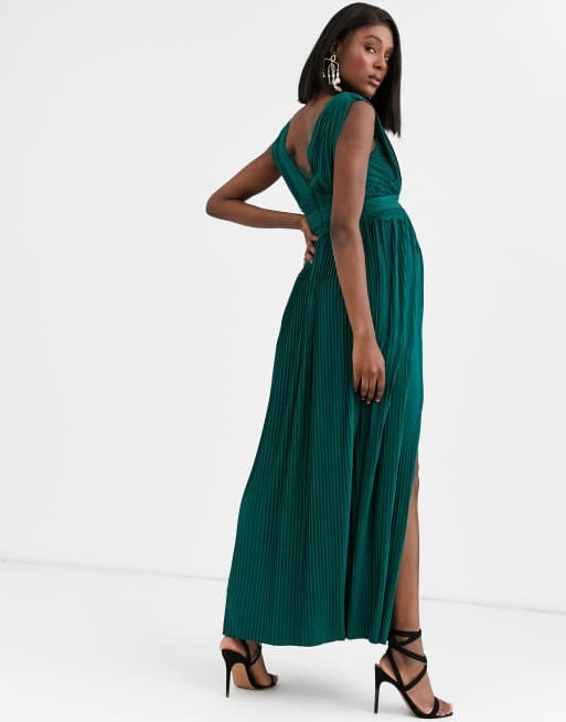 ASOS DESIGN Maternity premium lace insert pleated maxi dress in