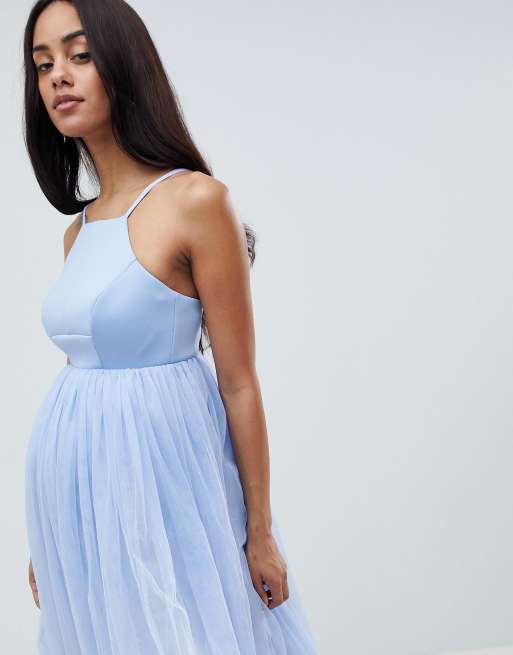 ASOS DESIGN maternity premium scuba pinny midi tulle dress ASOS