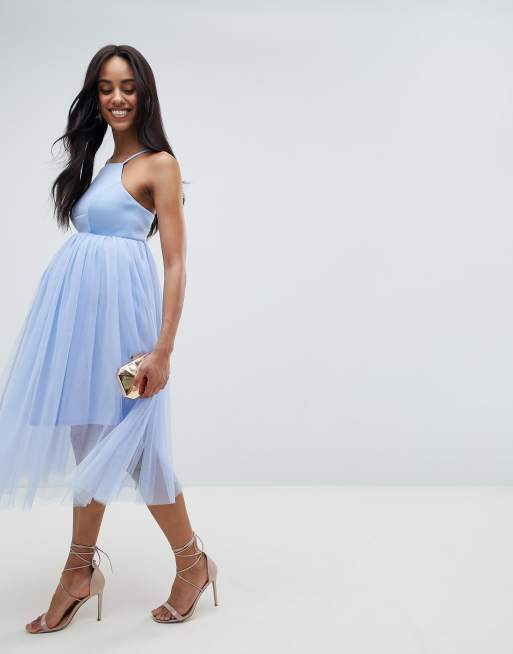 ASOS DESIGN Maternity Scuba Top tulle wrap midi dress