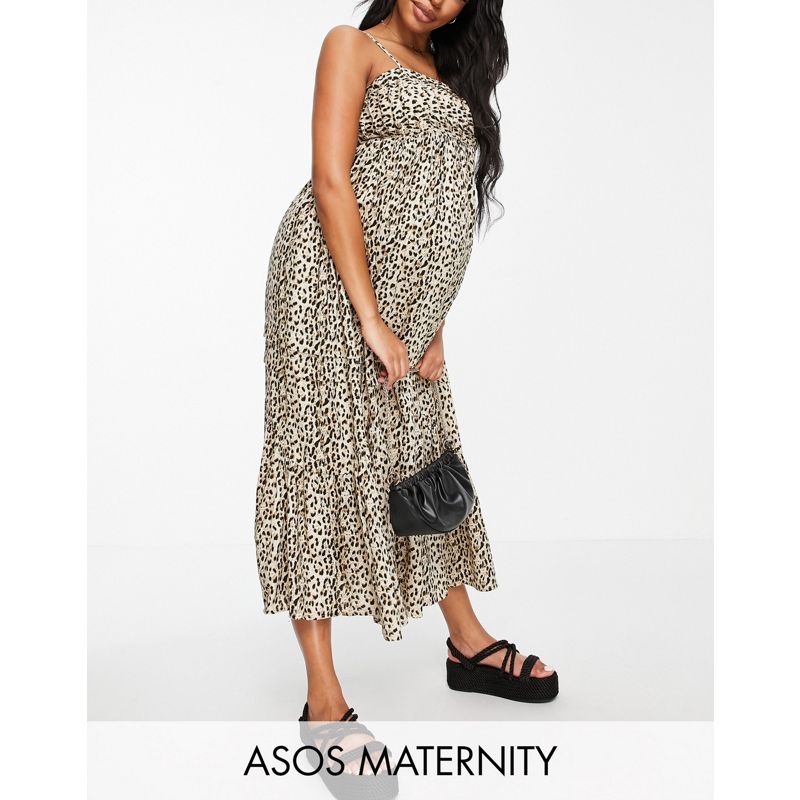 Vestiti Donna DESIGN Maternity - Prendisole midi con spalline sottili e pinces con stampa animalier
