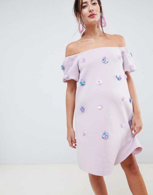 Asos maternity best sale bardot dress