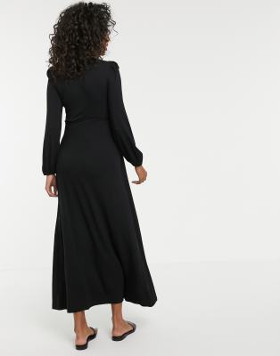 puff shoulder black dress