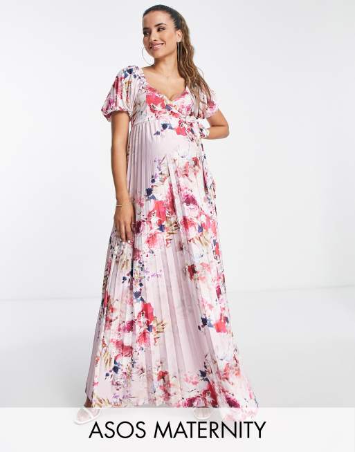 Pink Floral Puff Sleeve Maxi Dress– PinkBlush