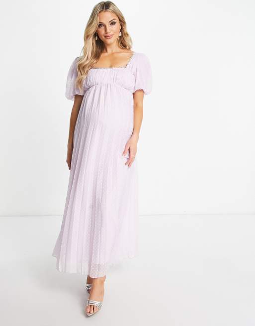 Asos design tulle midi dress with applique clearance trim