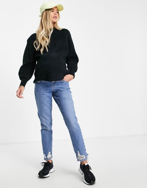 ASOS DESIGN Maternity - Pull côtelé ras de cou en maille duveteuse - Noir, 2 de 4