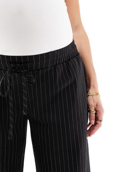 ASOS DESIGN pull on pants in black stripe