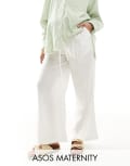 [ASOS Maternity] ASOS DESIGN Maternity pull on pants with linen look in white 16 White