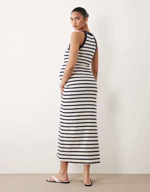 ASOS DESIGN Maternity – Randig, ribbad midiklänning med smala axelband, 4 av 4