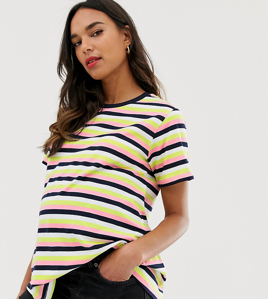 ASOS DESIGN Maternity – Randig t-shirt-Flerfärgad