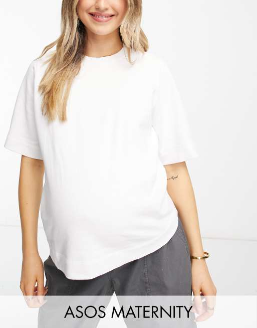 ASOS DESIGN Maternity - Recht T-shirt van sweatstof in wit