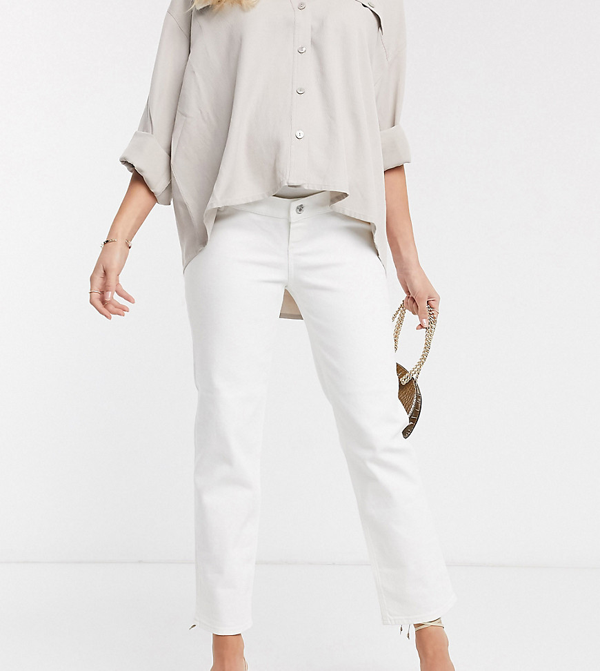 ASOS DESIGN Maternity - Rechte jeans met hoge taille en stretch in wit