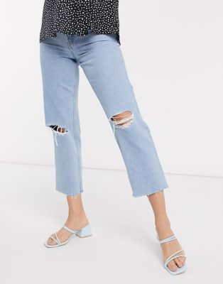 authentic raw hem straight leg jeans