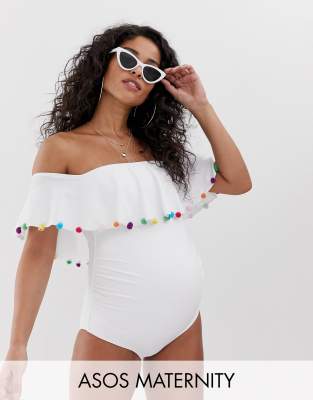 off shoulder maternity swimsuit