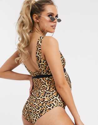 asos leopard swimsuit