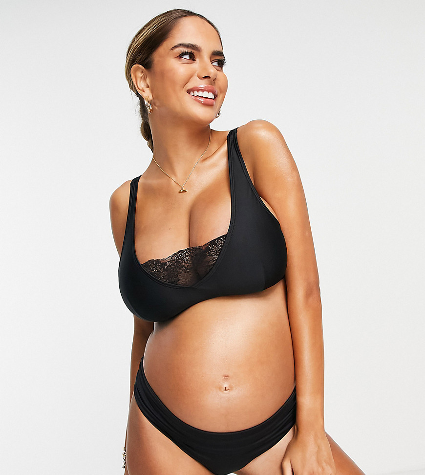 ASOS DESIGN maternity recycled two way hipster bikini pant in black