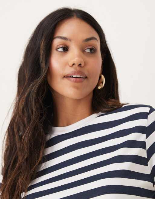 ASOS DESIGN Maternity regular fit t-shirt in navy stripes, 3 of 4