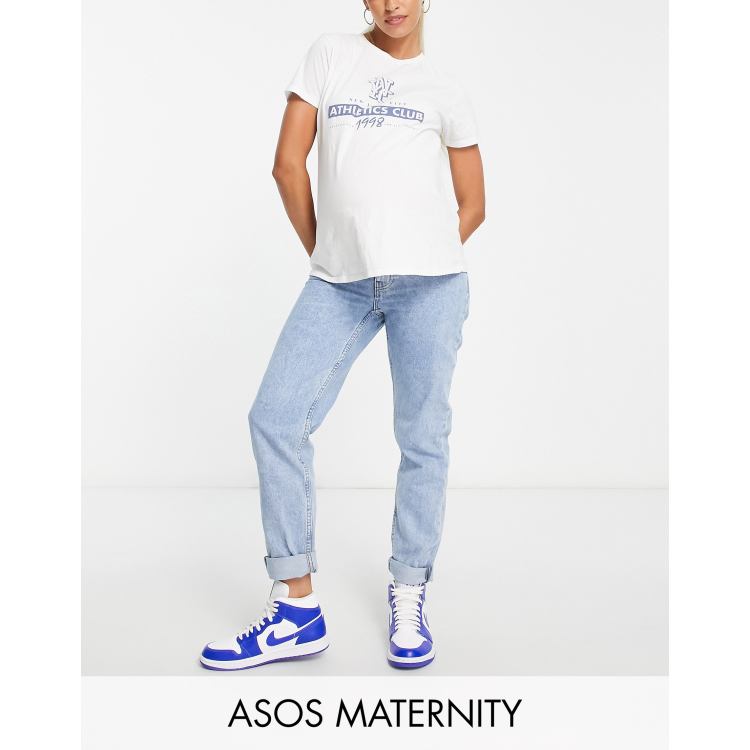 ASOS DESIGN Maternity relaxed mom jeans in black with elasticated