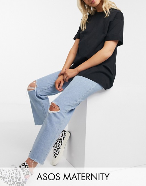 ASOS DESIGN Maternity relaxed t-shirt with roll sleeve in black