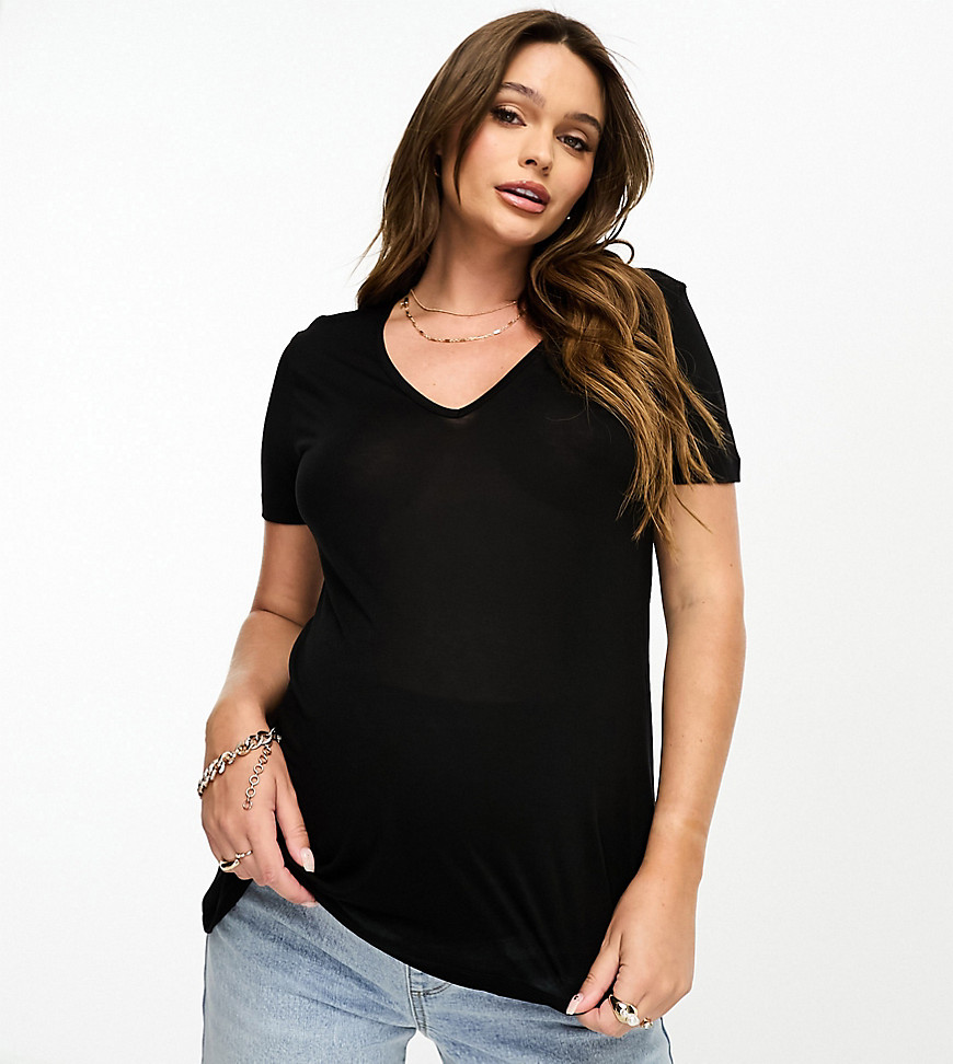 ASOS DESIGN Maternity relaxed v neck t-shirt in black
