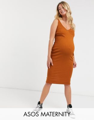 maternity ribbed midi dress