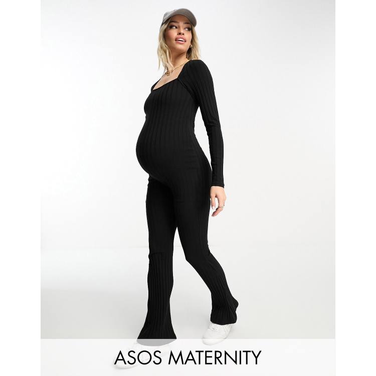  Bhome Maternity Jumpsuit Square Neck Short Sleeve Maternity  Bodysuit Workout Athletic Pregnant Romper Black S : Clothing, Shoes &  Jewelry