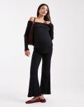 [ASOS Maternity] ASOS DESIGN Maternity ribbed flare pants in black (part of a set) XS Black