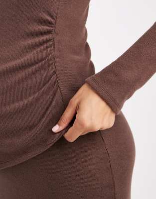 Asos Maternity Asos Design Maternity Ribbed Square Neck Long Sleeve Top In Gray