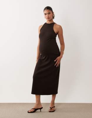 Asos Maternity Asos Design Maternity Ribbed Tank Midi Dress In Black