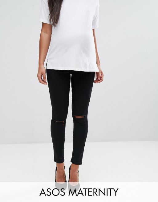 asos design ridley high waist skinny jeans in clean black