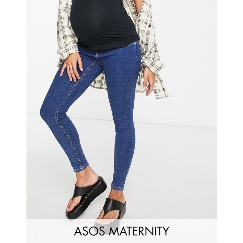 DESIGN Maternity - Ridley - Jeans skinny a vita alta con fascia sotto il pancione lavaggio medio