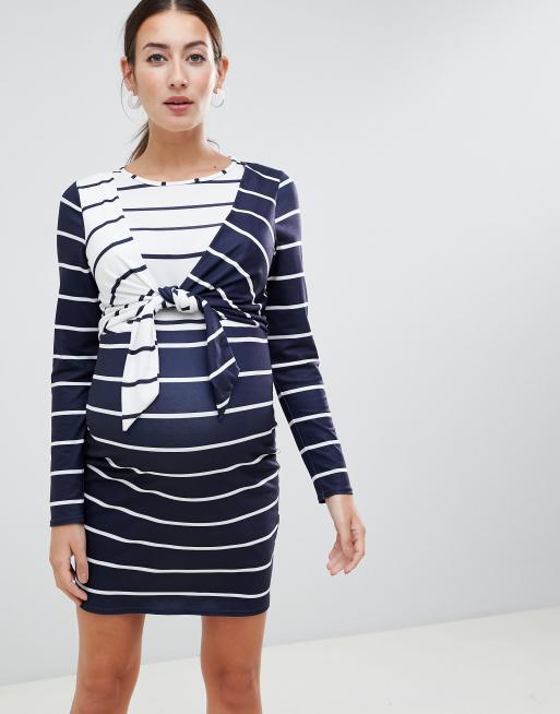 ASOS DESIGN Maternity Robe d allaitement avec n ud sur le devant et rayures