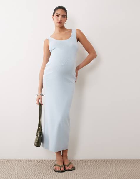 ASOS DESIGN Maternity - Robe en coton mélangé à dos échancré - Bleu - view 1