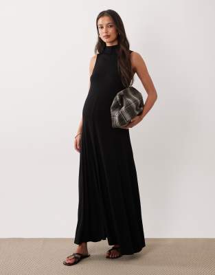 ASOS DESIGN Maternity - Robe longue à col montant - Noir