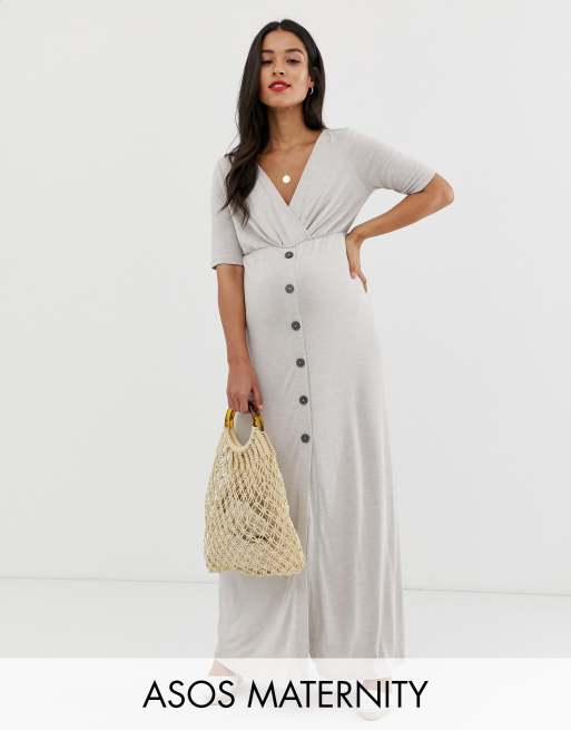 ASOS DESIGN Maternity Robe longue de maternit cache c ur boutonn e