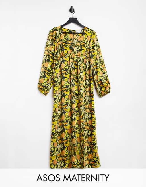 Evesham Nj Design Maternity Robe Mi Longue A Imprime Fleuri Style Annees 70 Avec Decollete Plongeant Evesham Nj