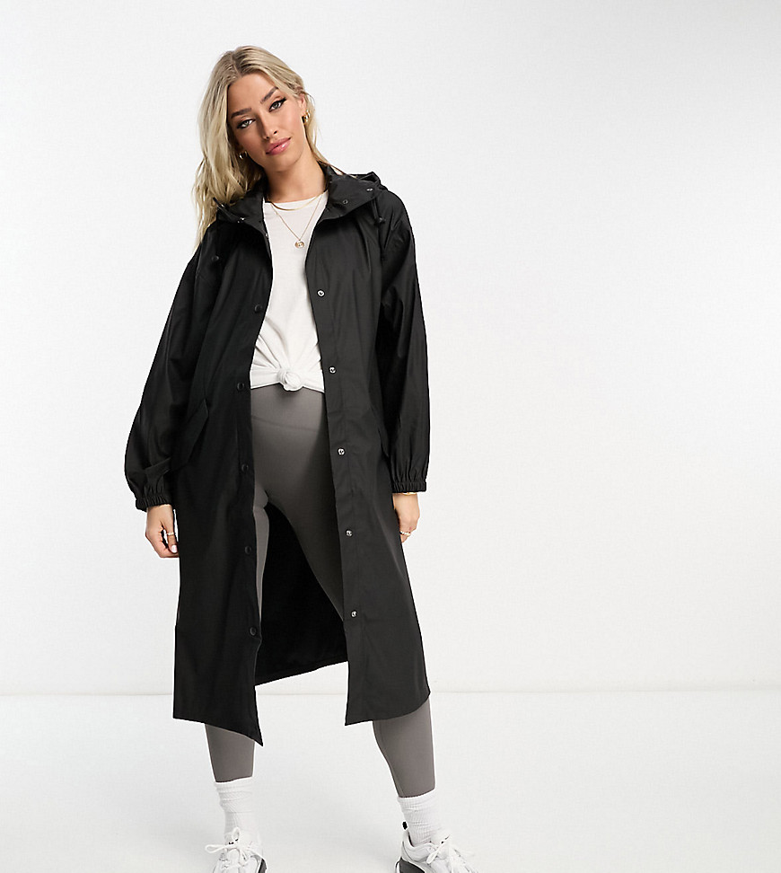 ASOS DESIGN Maternity rubberized rain parka coat in black