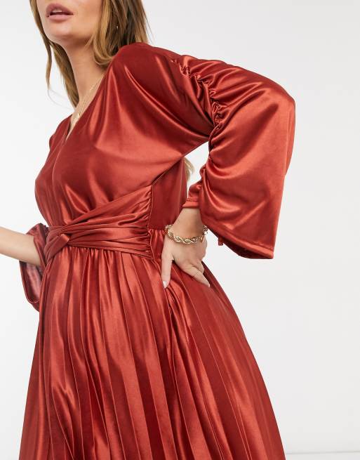 Asos edition ruched batwing best sale midi dress in satin