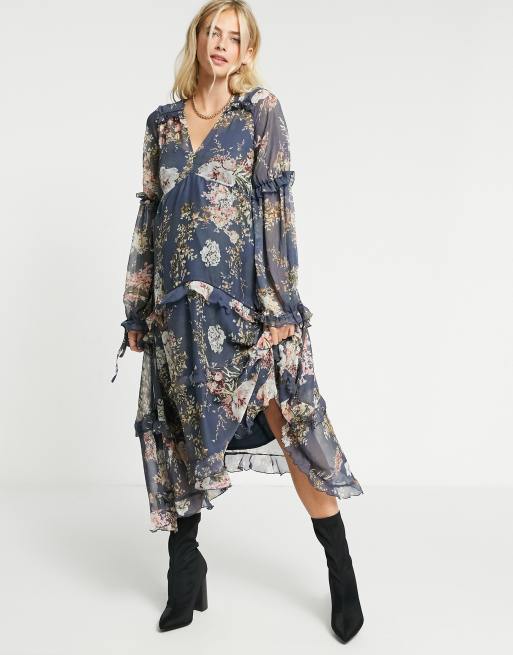 Asos navy 2025 floral dress