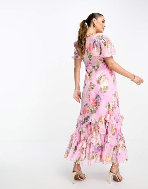 Asos pink maternity dress online