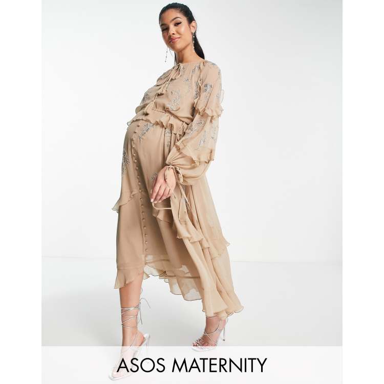 ASOS DESIGN Maternity soft midi dress with button front and