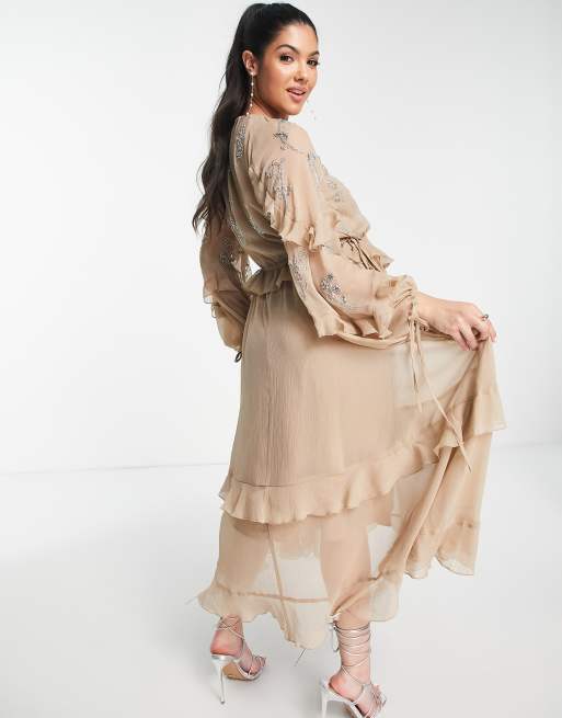 Beige shop ruffle dress