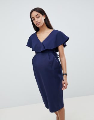 asos navy maternity dress