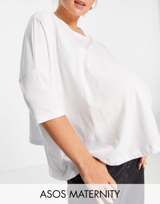 ASOS DESIGN Maternity - Ruimvallend T-shirt met vleermuismouwen in wit