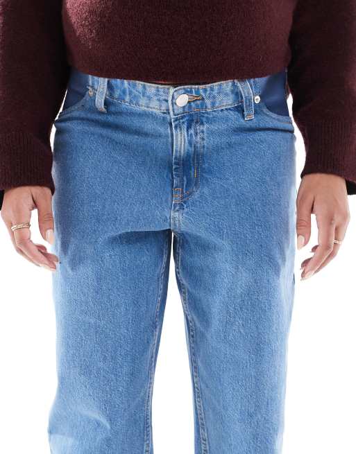 ASOS DESIGN Maternity - Ruimvallende mom jeans met hoge taille in effen blauw, 4 van 5