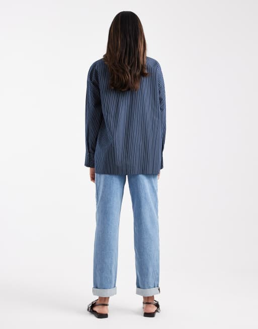 ASOS DESIGN Maternity - Ruimvallende mom jeans met hoge taille in lichtblauw, 3 van 5